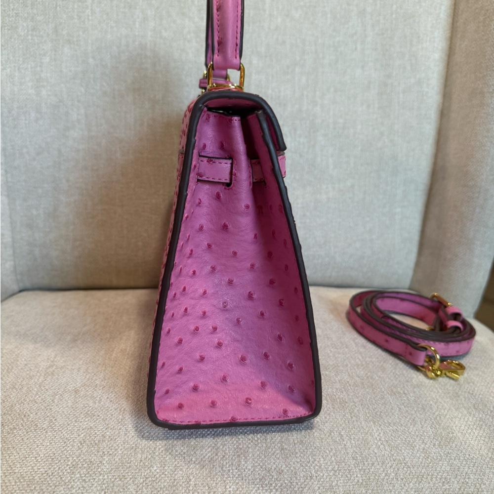 Pink Ostrich-effect Handbag - Picture 6 of 11